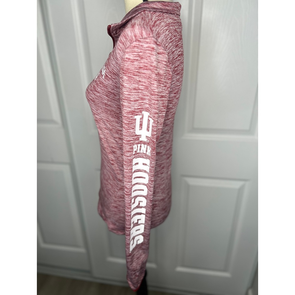 PINK Victoria Secret Indiana University Quarter Zip XS Red Space Dye Pullover - Picture 2 of 5